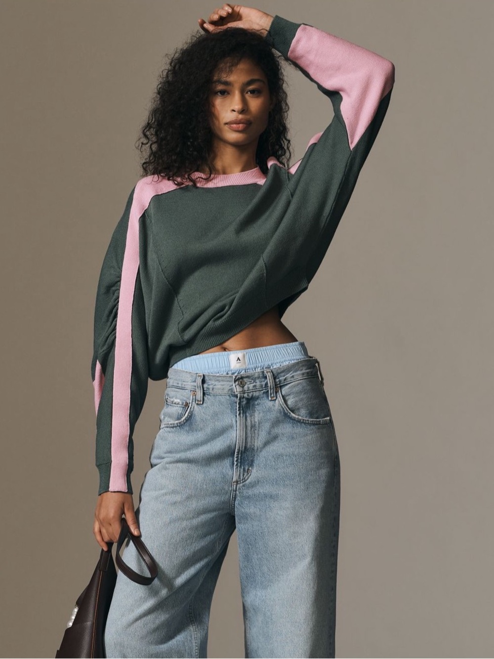 Anthropologie Maeve Dolman Sleeve Color Block Long Sleeve Sweater